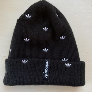 Adidas Black Beanie with White Logo Pattern